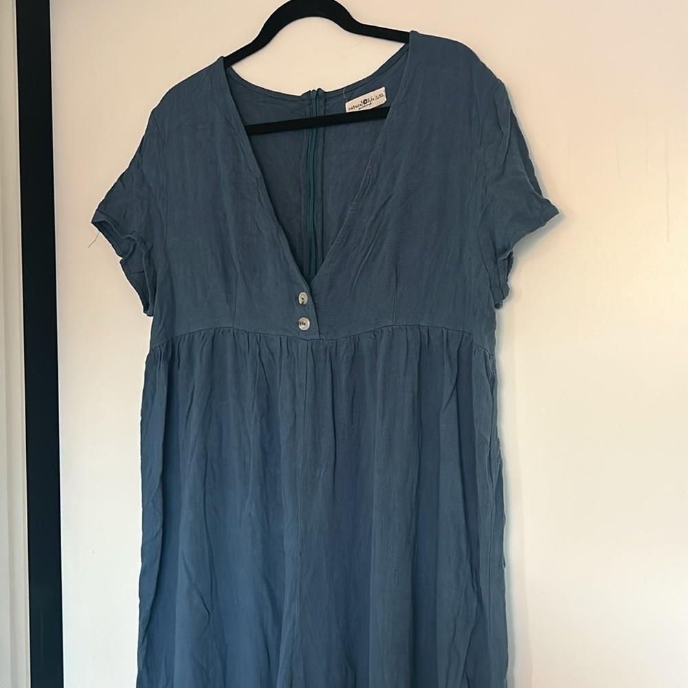 Natural Life Large/Extra Large blue linen romper jumpsuit